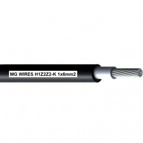 Photovoltaic kaabel // MG Wires // 1x6mm2, 0.6/1kV must H1Z2Z2-K-6mm2 BK, 500m rull