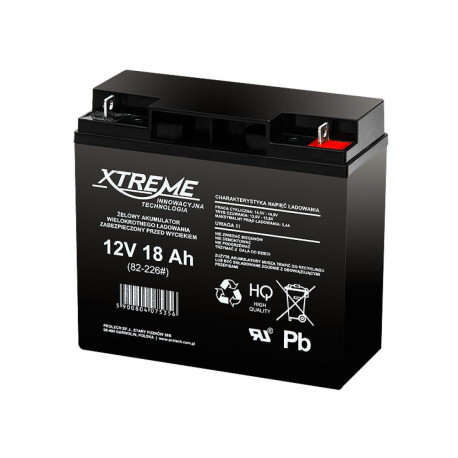 82-226# Akumulator żelowy 12v 18ah xtreme 180x165x77_5