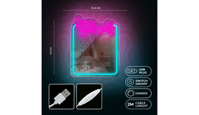 Neon MIRROR LED LOVE YOURSELF turquoise pink FMNE01 Forever Light