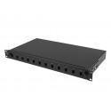 Fiber Optic Distribution Box 12XSC simplex/12XLC duplex rack 19 1U black + accessories