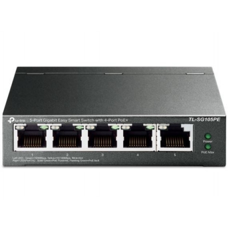 The SG105PE is a 5-Port Gigabit Smart Managed Switch with 4 PoE+ ports. Below is a 