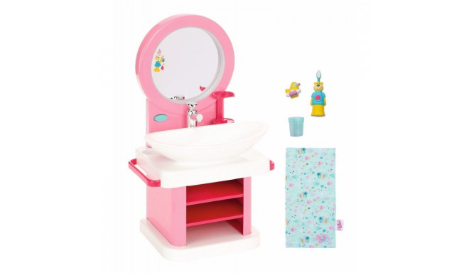 Interactive washbasin accessory for BABY born dolls (43cm), featuring a mirror with light effects, r