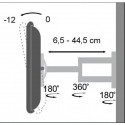 Wall mount for TV LCD/LED/PDP double arm 19-37'' 25 kg VESA white