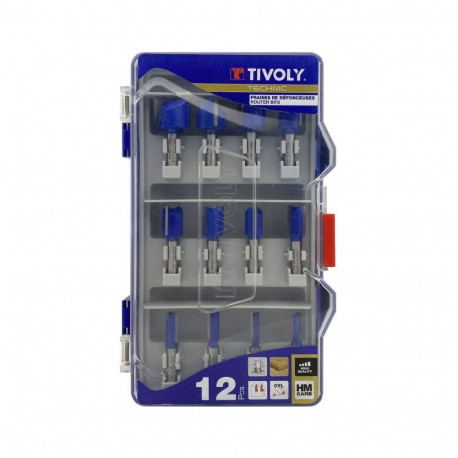 Tivoly HM teemantlõikega sirgete soonte freeside komplekt – 12-osaline Ø 5–25 mm, 8 mm vars