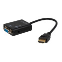 Savio CL-23 videokaabli adapter 0,5 m VGA (D-Sub) HDMI Tüüp A (Standard) Must