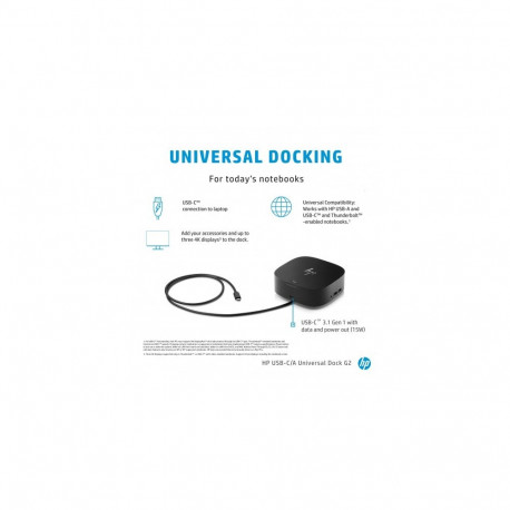 HP USB-C/A Universal Dock G2 Docking station, Black