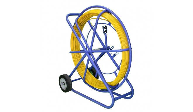 Pilot for pulling cables, fiberglass FRP, 11mm, 100m, with wheels, yellow