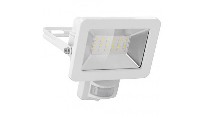 LED Outdoor Floodlight, 30 W, with Motion Sensor, white