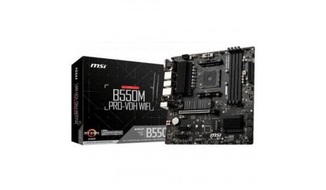 MSI B550M PRO-VDH WIFI Processor family AMD, Processor socket AM4, DDR4, Memory slots 4, Chipset AMD