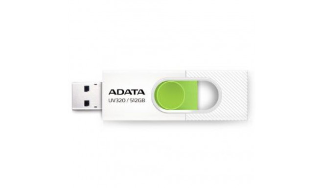 ADATA AUV320 512GB USB Flash Drive, White/Green