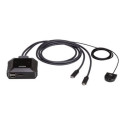 Aten US3312 2-pordiline USB-C 4K DisplayPort KVM-lüliti kaugpordi valijaga