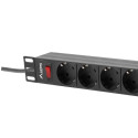POWER DISTRIBUTION UNIT (PDU) 19" LANBERG 1U 16A 9X SCHUKO OUTLETS 3M BLACK
