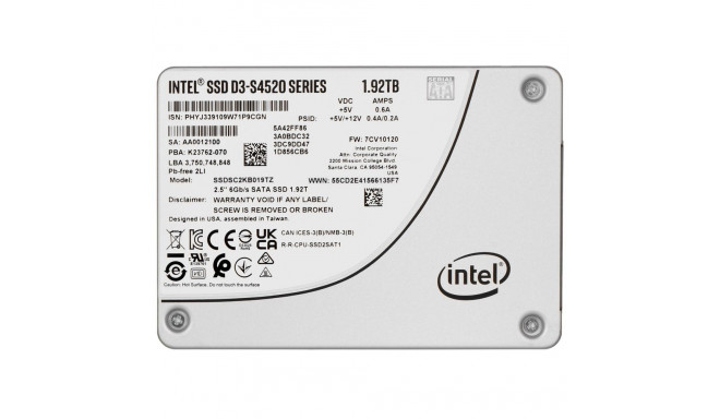 SSD Solidigm (Intel) S4520 1.92TB SATA 2.5" SSDSC2KB019TZ01 (DWPD up to 3)