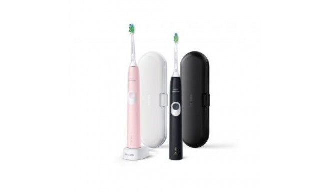 Philips HX6800/35 ProtectiveClean 4300 Sonic Electric toothbrush, 2 pcs, Black/Pastel Pink