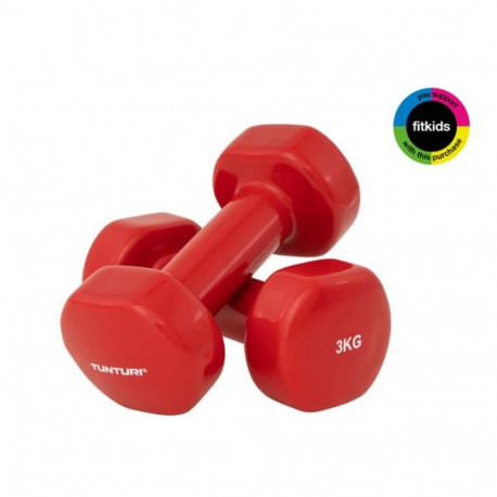 Tunturi Vinyl Dumbbells 3.0kg, Red, 2pcs