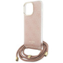 Guess GUHCP15LHC4SEP iPhone 15 Pro 6.1" roosa/roosa kõvakaaneline Crossbody Kord 4G Prindiga