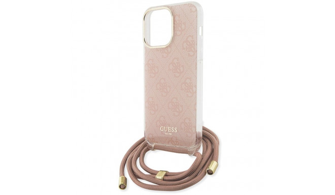 Guess GUHCP15LHC4SEP iPhone 15 Pro 6.1"pink hardcase Crossbody Cord 4G Print