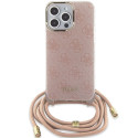 Guess GUHCP15LHC4SEP iPhone 15 Pro 6.1" roosa/roosa kõvakaaneline Crossbody Kord 4G Prindiga