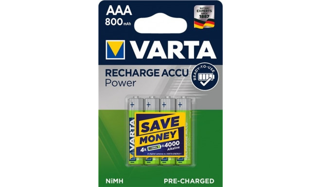 VARTA HR03 AAA Recharge Accu Power 800 mAh 56703 Rechargeable batteries 4 pc(s) Green