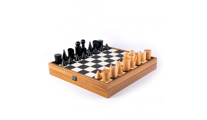 Manopoulos Bauhaus Style Chess Set 40x40cm With Pieces (Black And White Sp.)