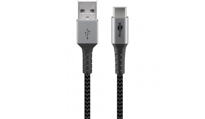 Goobay USB-C to USB-A Textile Cable with Metal Plugs