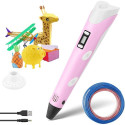 RoGer 3D Idea Printing Pen For Creating Figures via PLA / ABS Material (Ø 1.75mm) Pink