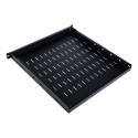Reguleeritav riiul 19", 1U, sügavus 500-900 mm, kandevõime 100 kg, paigaldus 4 punkti, must, kruvid 