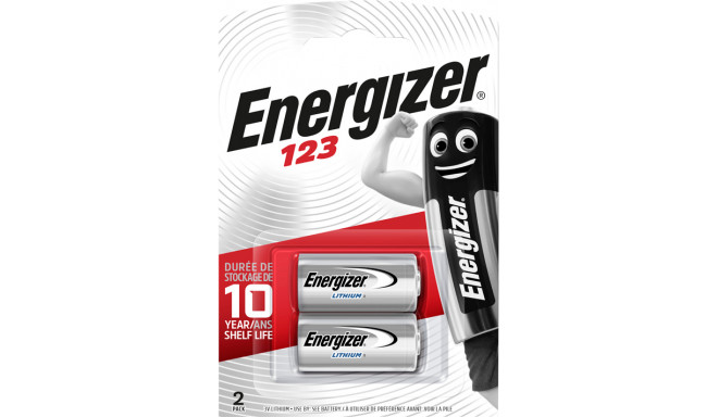 Energizer батарейка CR123 3V 2 шт.