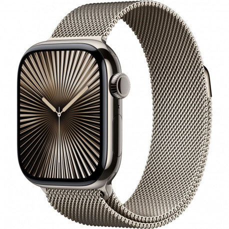 "APPLE Watch Series 10 GPS + Cellular 42mm Natural Titanium Case with Natural Milanese Loop"