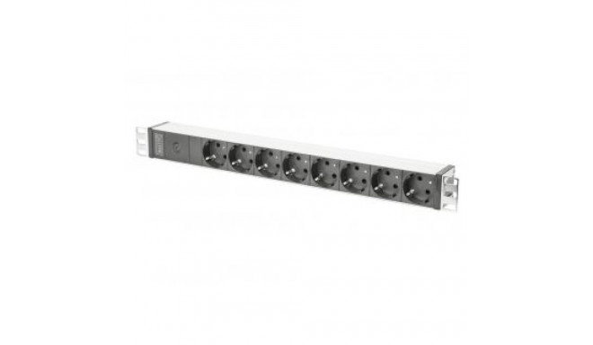 Digitus Aluminum outlet strip with pre-fuse DN-95410 Sockets quantity 8, 250 Vac, 50/60Hz, 2 m suppl