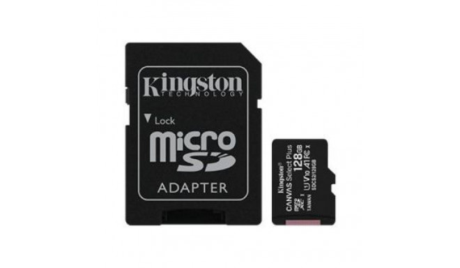 Kingston Canvas Select Plus UHS-I 128 GB, MicroSDXC, Flash memory class 10, SD Adapter