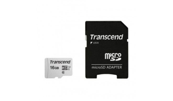 Transcend MEMORY MICRO SDHC 16GB W/ADAP/C10 TS16GUSD300S-A