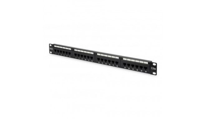 Digitus Patch Panel DN-91524U Black, 48.2 x 4.4 x 10.9 cm, Category: CAT 5e; Ports: 24 x RJ45; Reten