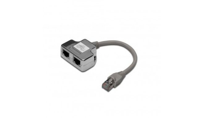 Digitus CAT 5e patch cable adapter, 2x CAT 5e, shielded DN-93904 Black, RJ45 socket to RJ45 plug, 0.