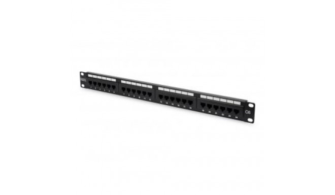 Digitus Patch Panel DN-91624U Black, 48.2 x 4.4 x 10.9 cm, Category: CAT 6; Ports: 24 x RJ45; Retent