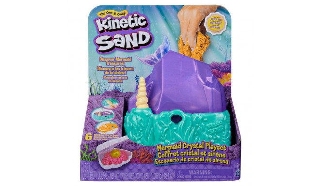 Kinetic Sand , Mermaid Crystal Playset, Over 1lb of Play Sand, Gold Shimmer Sand, Storage and Tools,