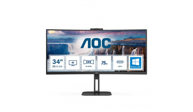 AOC V5 CU34V5CW/BK LED display 86.4 cm (34") 3440 x 1440 pixels Wide Quad HD Black