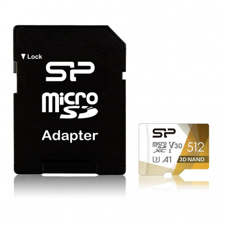 Silicon Power Superior Pro värviline mälukaart 512 GB MicroSDXC Class 10 UHS-I + SD adapter (SP512GB