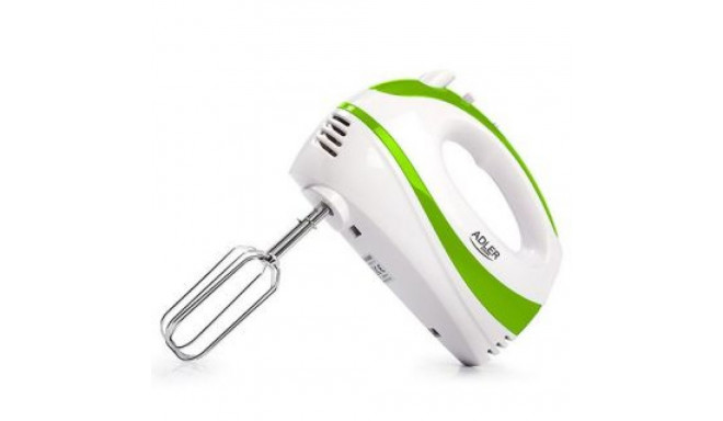 Adler Mixer AD 4205 g Hand Mixer, 300 W, Number of speeds 5, Turbo mode, White/Green