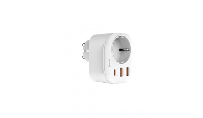 Devia power socket PD charger 20W 1x USB-C 2x USB 3A white