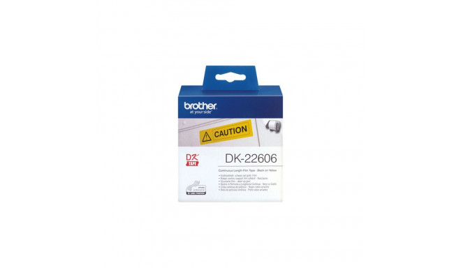 Lamineeritud Lint Sildimasinatele Brother DK-22606 Must/Kollane 62 mm x 15,24 m
