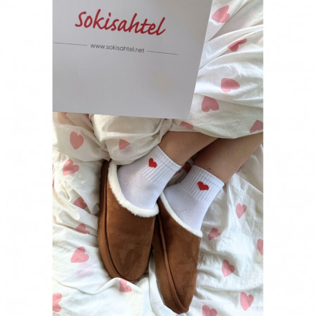 SOKISAHTEL ROMEO valged südametega puuvillased sokid