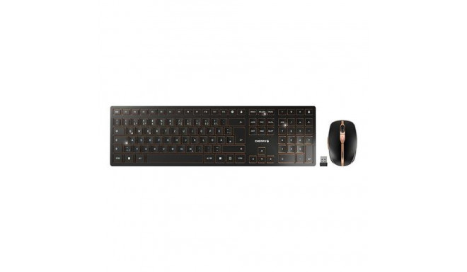 CHERRY DW 9100 SLIM keyboard Mouse included Universal RF Wireless + Bluetooth QWERTZ German Black