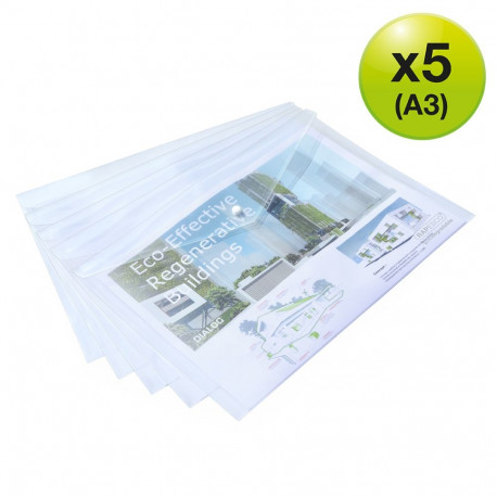 Kileümbrik trukiga Eco A3 läbipaistev, 5 tk, Rapesco