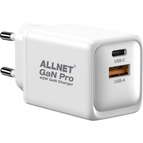 "Z ALLNET Ersatznetzteil QC USB-C PD GaN Netzteil Power Supply 45 Watt 1x USB Typ-A QC 1x USB Typ-C*
