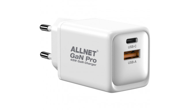 "NET Z ALLNET Ersatznetzteil QC USB-C PD GaN Netzteil Power Supply45Watt 1x USB Typ-A QC 1x USB Typ-