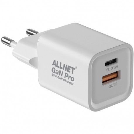 "Z ALLNET Ersatznetzteil QC USB-C PD GaN Netzteil Power Supply 33 Watt 1x USB Typ-A QC 1x USB Typ-C*