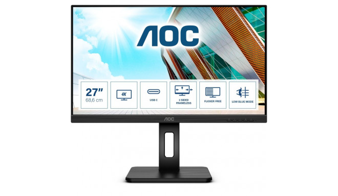 "68,6cm/27"" (3840x2160) AOC U27P2CA 16:9 4K IPS 4ms 60Hz HDMI DP USB-C Pivot Black"