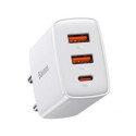 Baseus Baseus Compact fast charger 2x USB / USB Type C 30W 3A Power Delivery Quick Charge white (CCX