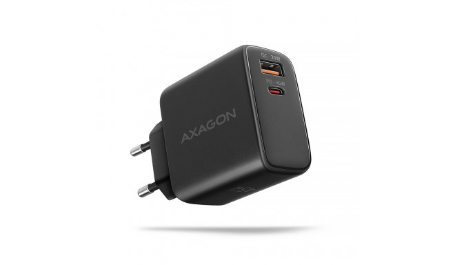 Axagon ACU-PQ45 QC 3.0, 4.0/AFC/FCP/PPS/PD, 45W, schwarz - Netzladegerät mit USB-A und USB-C Schnitt